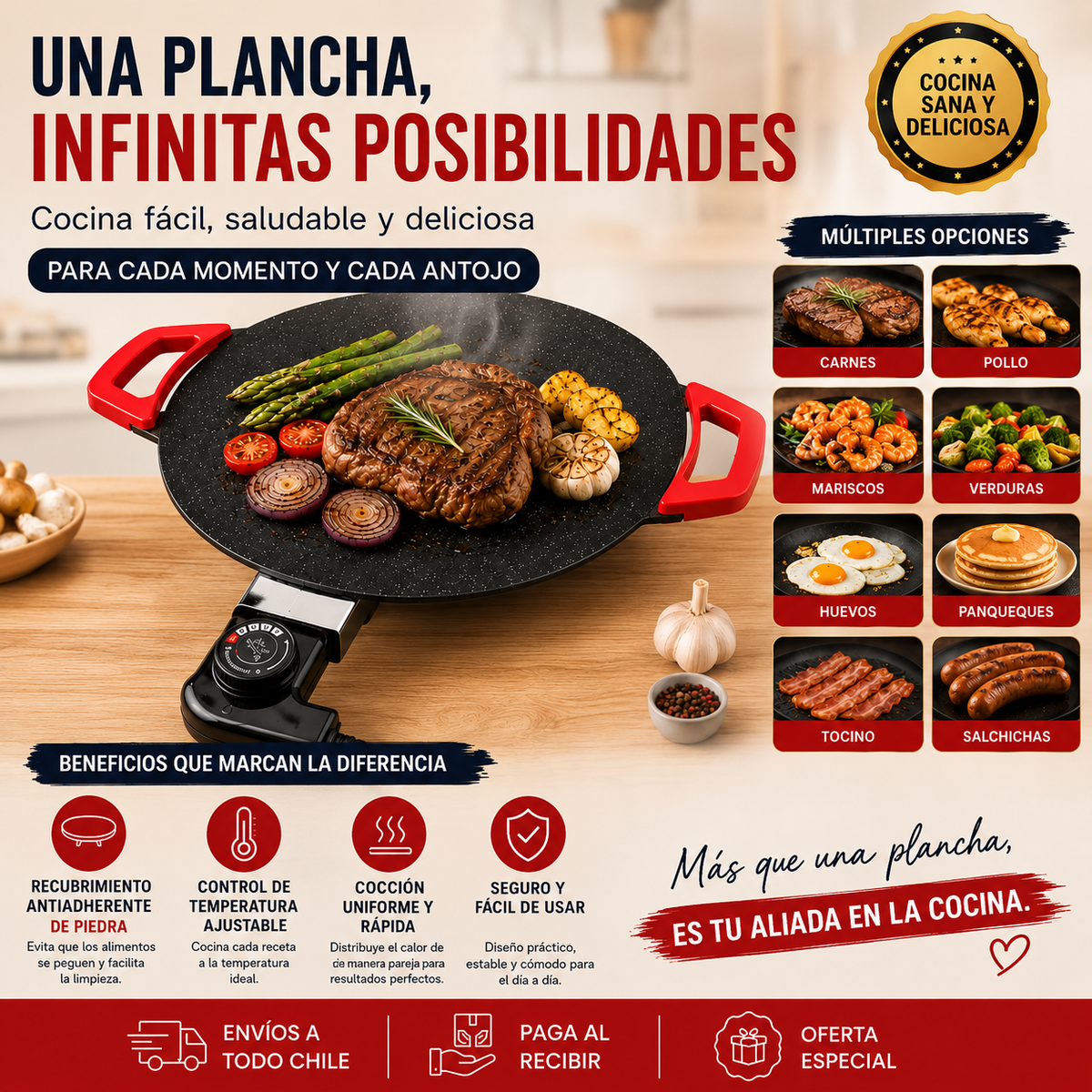 Plancha Eléctrica Antiadherente