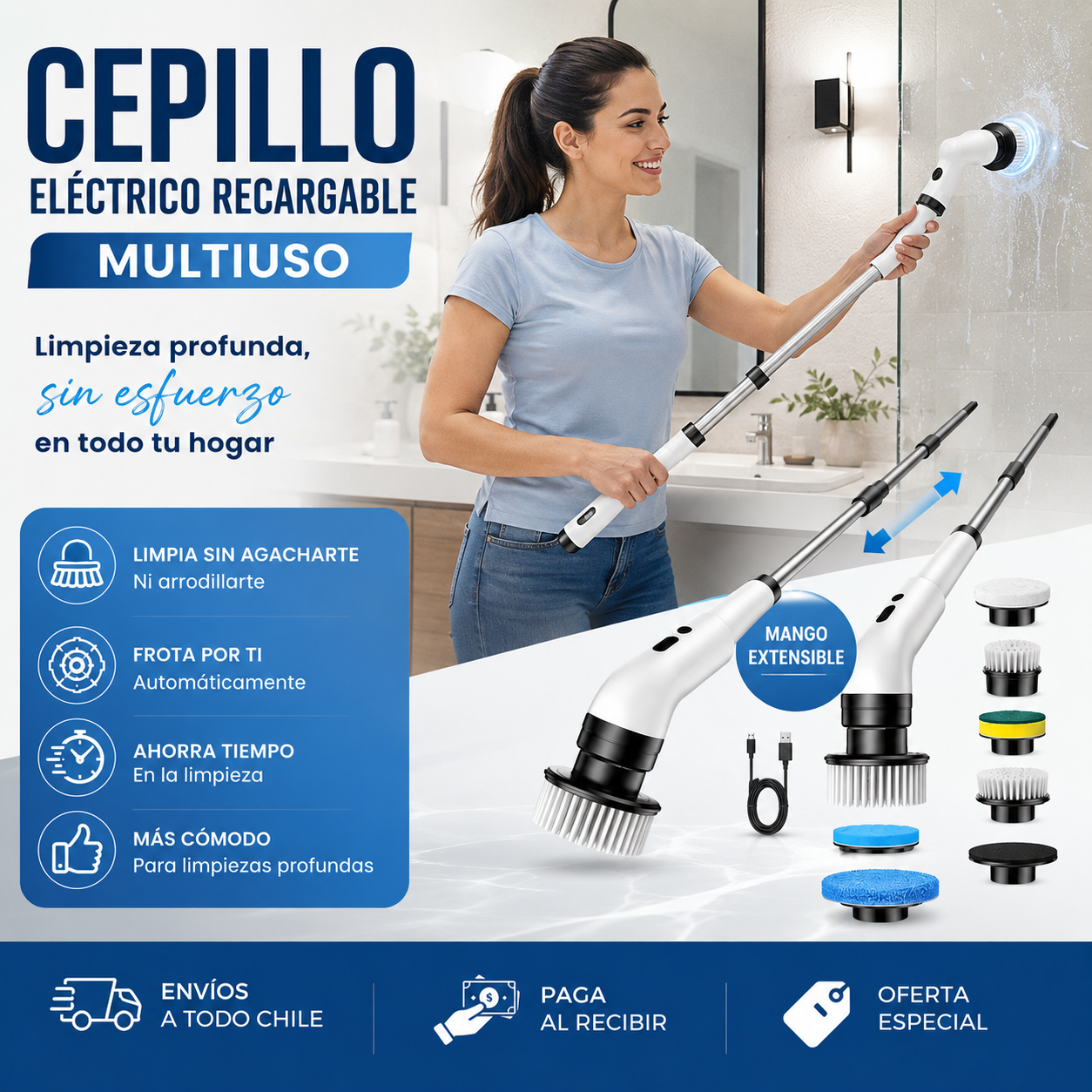 Cepillo Eléctrico Recargable Multiuso