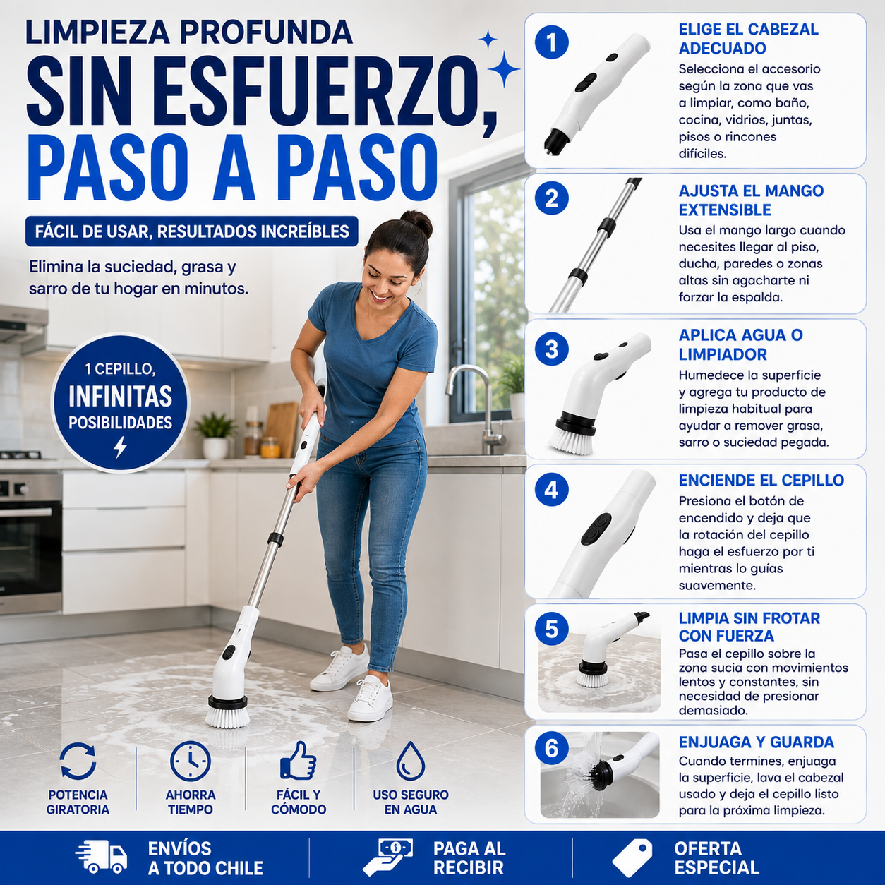 Cepillo Eléctrico Recargable Multiuso