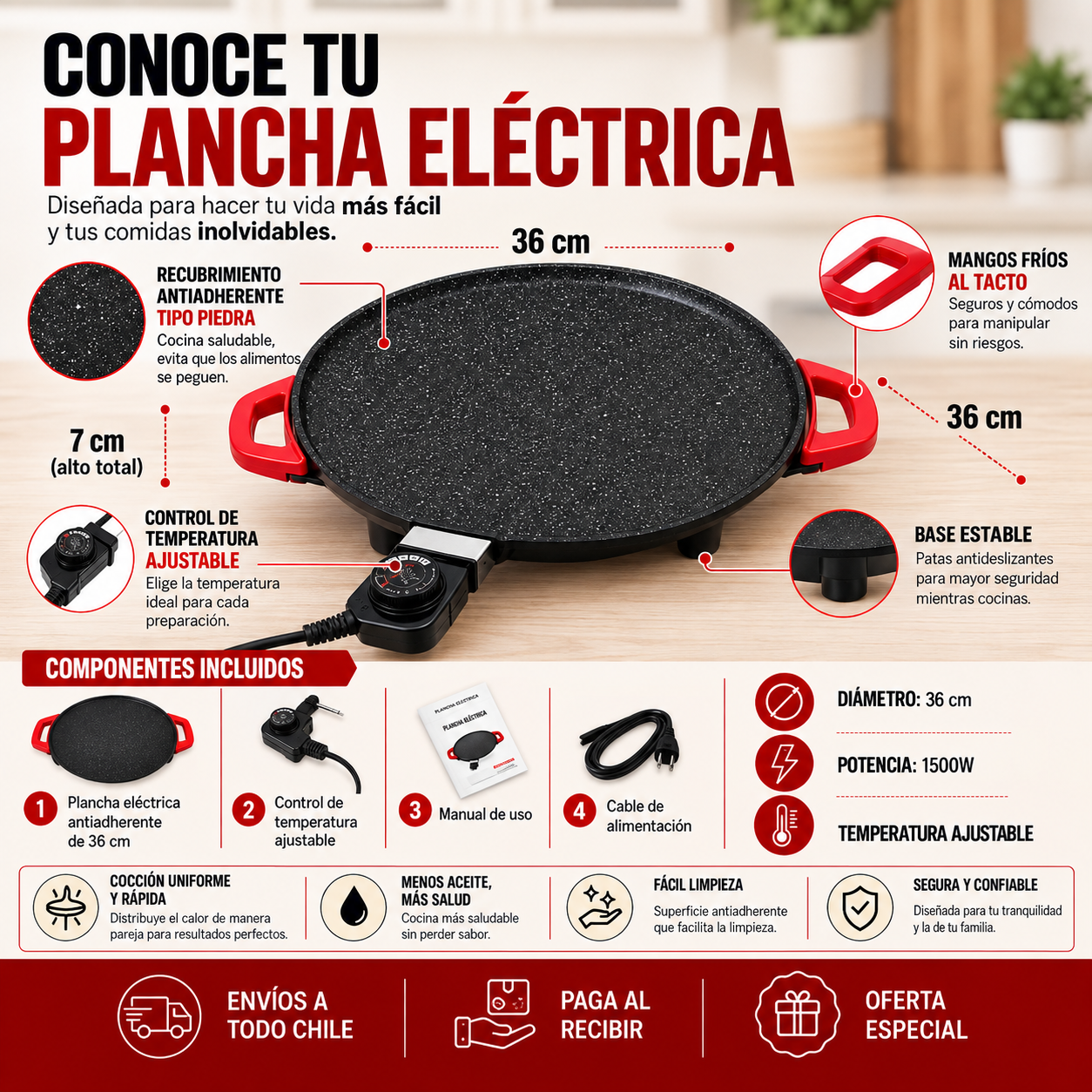 Plancha Eléctrica Antiadherente
